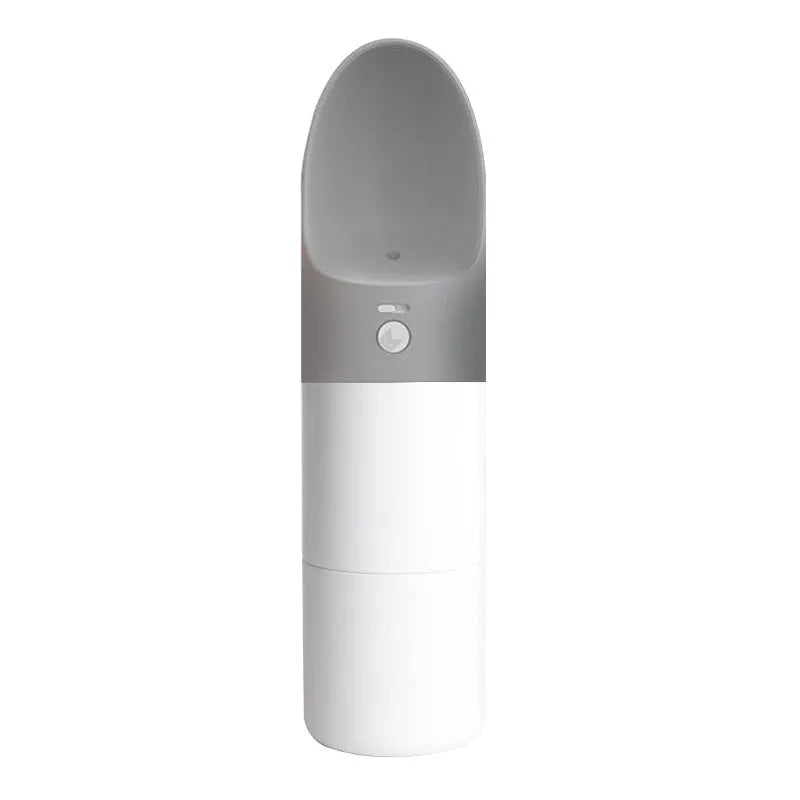 White Moestar rocket-shaped pet drinking cup with grey accents and 270ml capacity