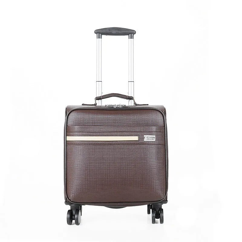 Black PU leather wheeled business case with lock and airplane wheels