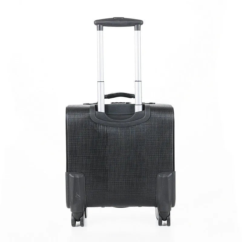 Black PU leather wheeled business case with lock and airplane wheels