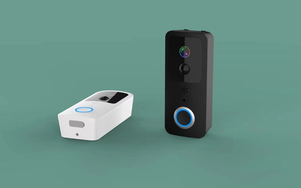 Black and white waterproof smart home visual doorbell with HD remote intercom.