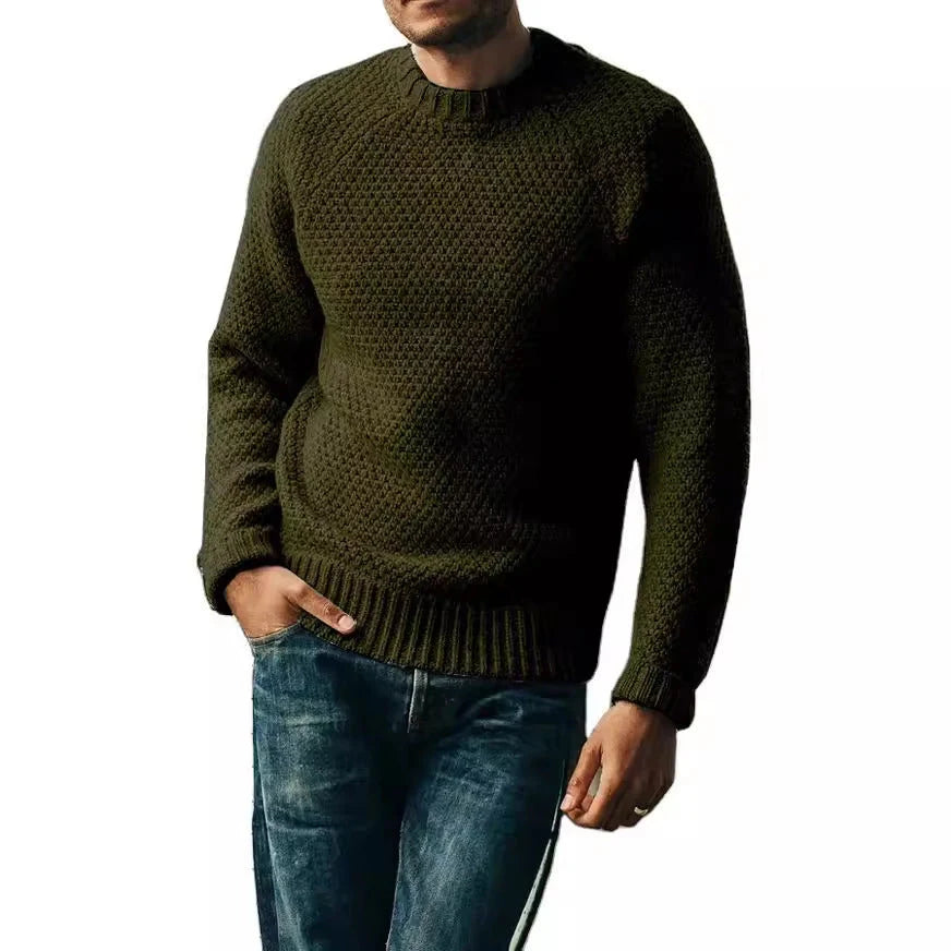 Men's winter knitted pullover sweater in extra coarse wool, available in multiple colours