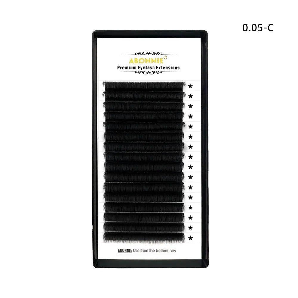 16-row dense row false eyelashes made from mink hair with matte finish, showing length options from 8mm to 18mm