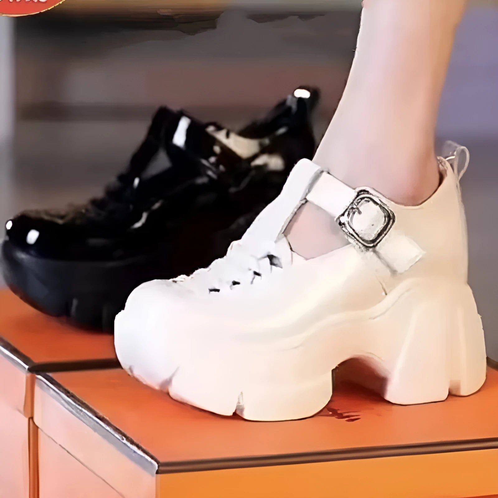 Women's satin closed toe pumps with wedge heel and skull pattern in black or creamy-white