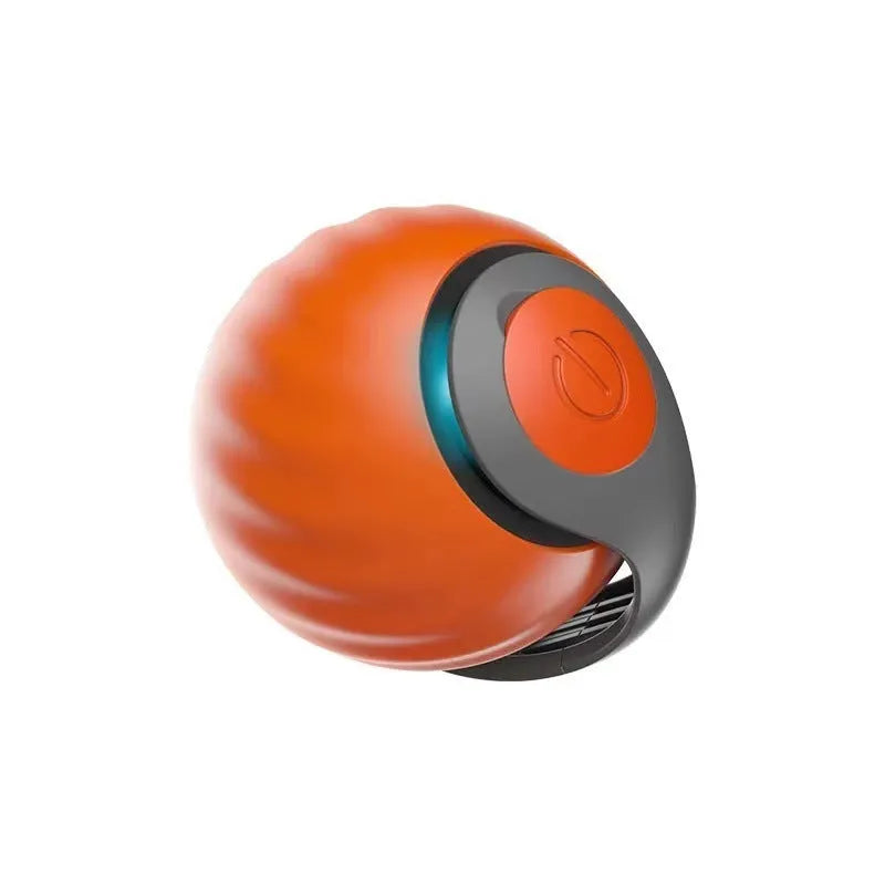 Interactive rolling ball pet toy with motion activation in blue or red colour