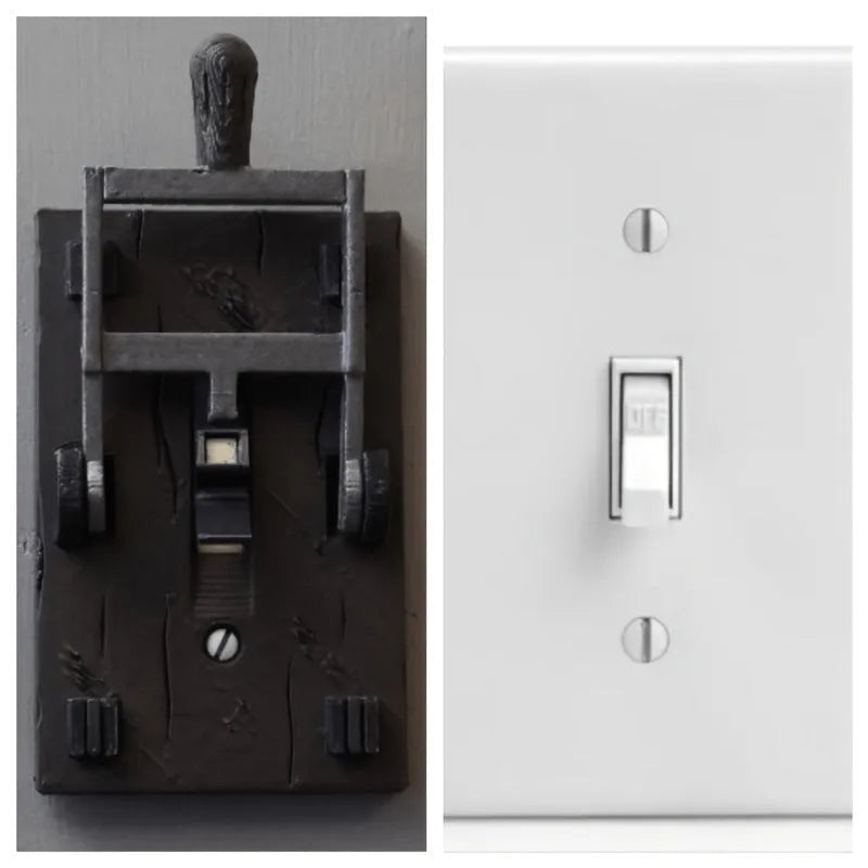 Retro-style decorative light switch plate cover in PLA plastic for single-gang American electrical boxes.