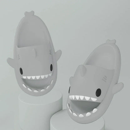 Cozy Shark Slippers with cartoon shark design, waterproof and anti-slip sole, and premium EVA material for comfort