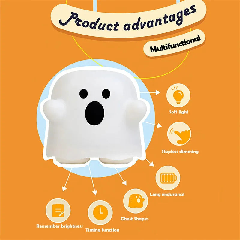 Silicone touch sensor night light showing soft glow illumination and compact design
