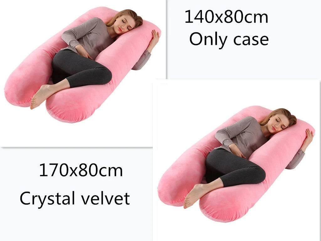 U-shape pregnancy pillow with removable pure cotton cover for support and comfort