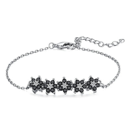 High Profile Fashion Lady's Flower Bracelet in black titanium steel with intricate flower design