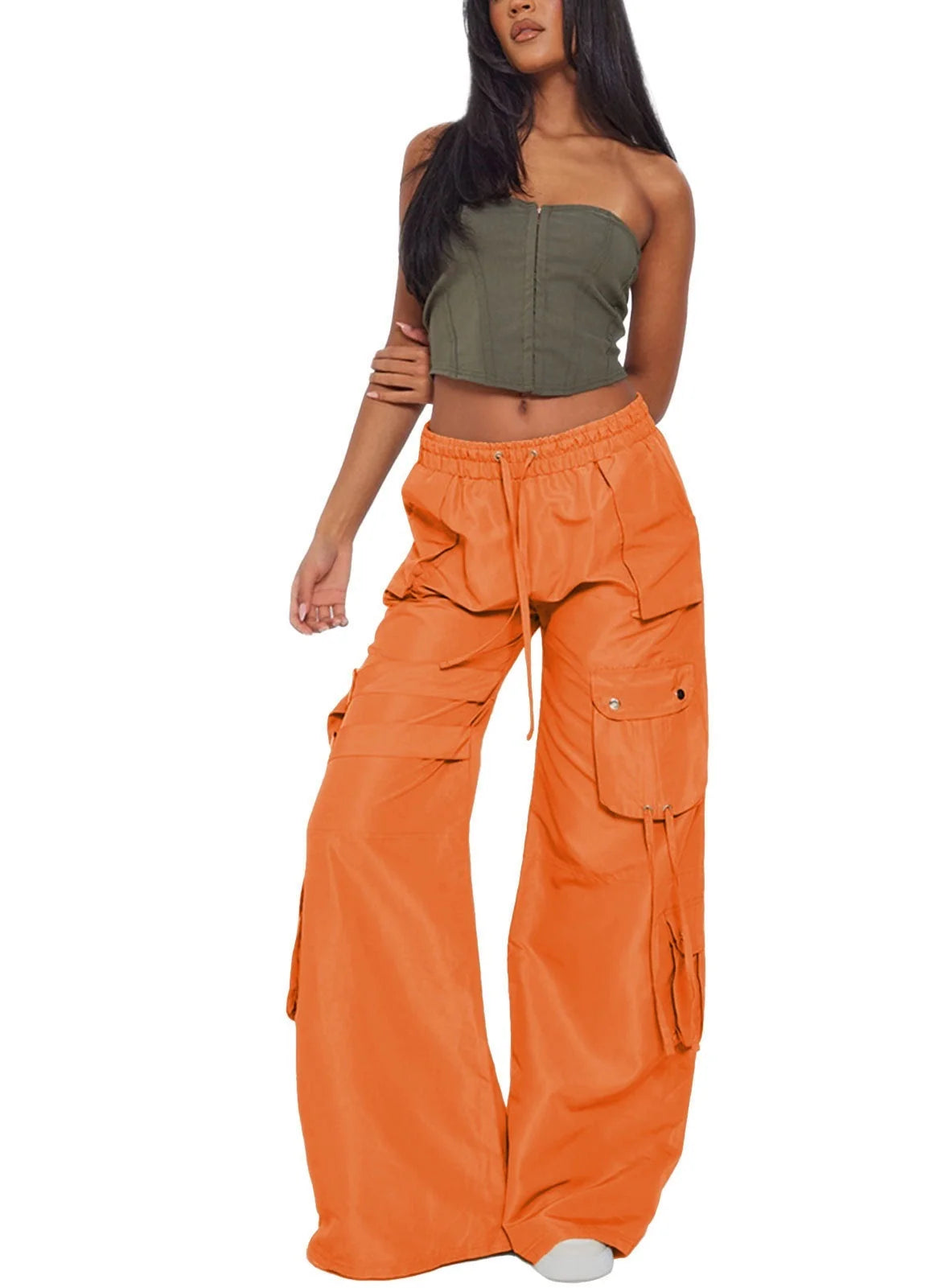 Retro casual pocket horn overalls in various colours, showcasing elastic waist and pocket details.