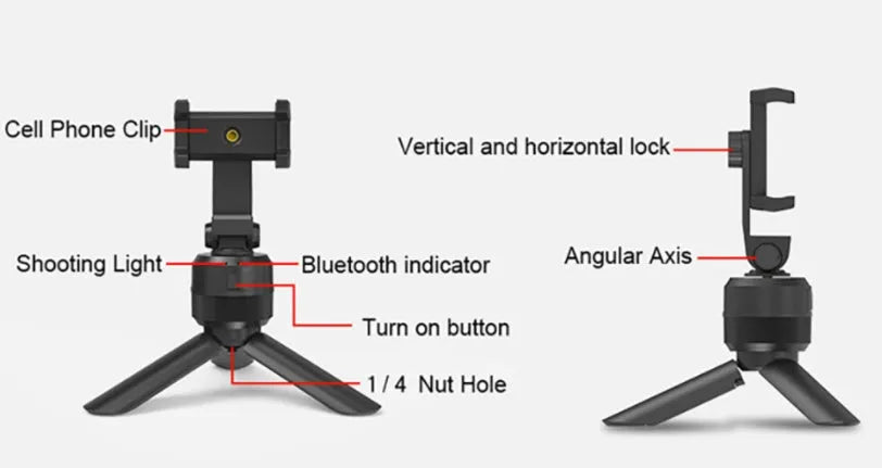 Black 360 degree rotating mobile phone holder on a desk, ABS construction with full rotation capability