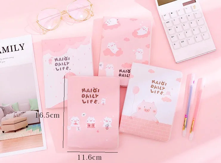 Colour page button notebook with Cherry Blossom design, PU cover, and button closure, 11cm by 15cm