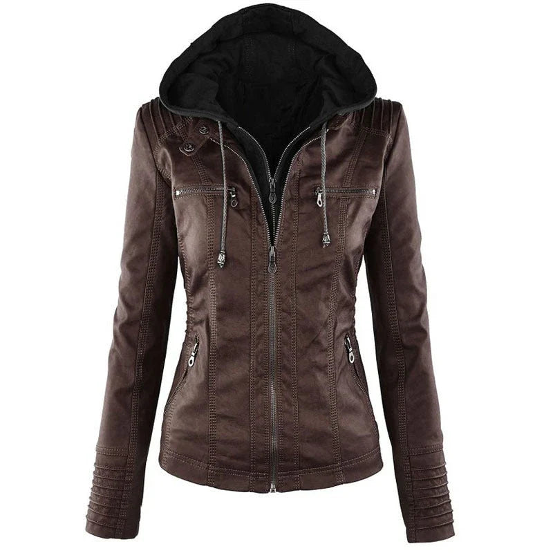 Versatile convertible hooded jacket in various colors with pockets and detachable hood