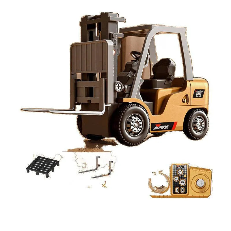 Mini alloy remote control forklift truck with Bluetooth remote and cargo accessories