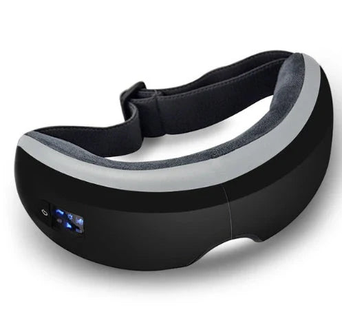Bluetooth Music Eye Massager with air pressure and hot compress features in a compact leather case