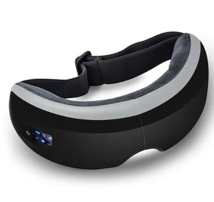 Bluetooth Music Eye Massager with air pressure and hot compress features in a compact leather case