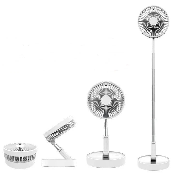 Powerful portable USB fan with adjustable airflow, long-lasting battery, and telescopic stand for indoor and outdoor use