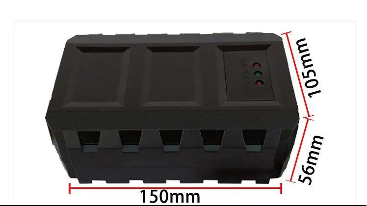 Black lithium battery charger with 10A output and 12.9V voltage for lithium-ion batteries