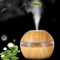 Brown wood grain USB desktop humidifier with 200ml transparent water tank