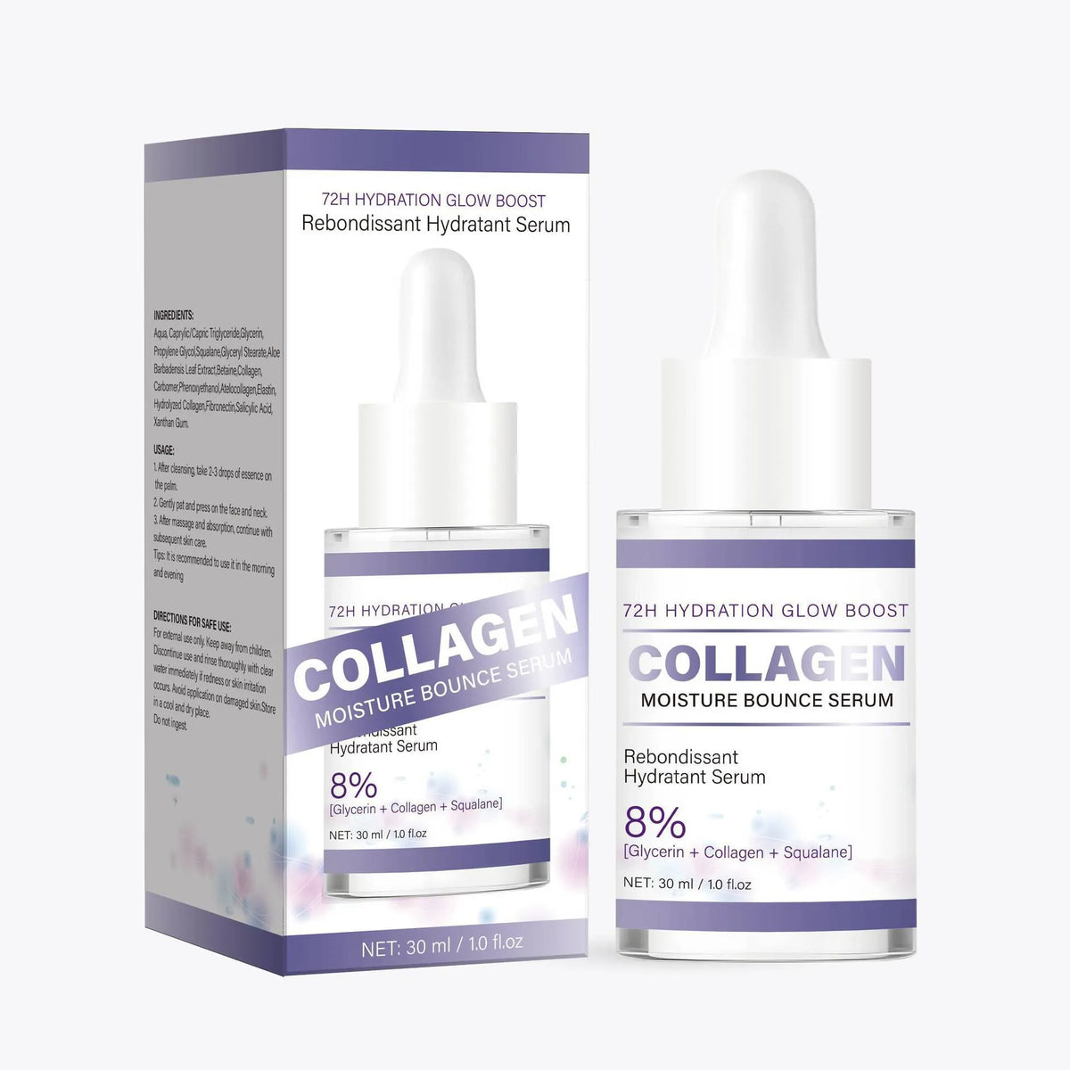 Collagen Moisturizing Elastic Essence 30ml bottle for facial hydration and elasticity