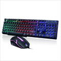 Limei GTX300 white and black wired USB gaming keyboard and mouse set with backlit keys on a desk.