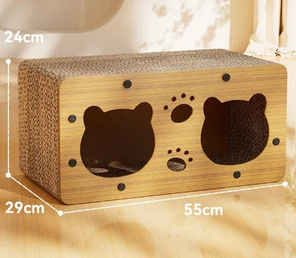 Durable sisal cat scratch board with integrated nest, perfect for protecting furniture and providing comfort for your cat