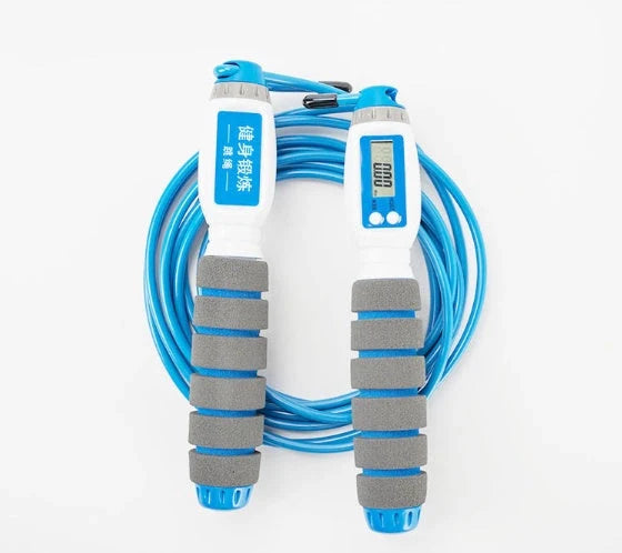 Adjustable electronic counting fitness jump rope with colour options