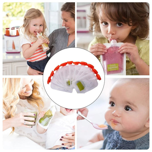 10pcs disposable baby food storage bags for juice and puree, safe and convenient