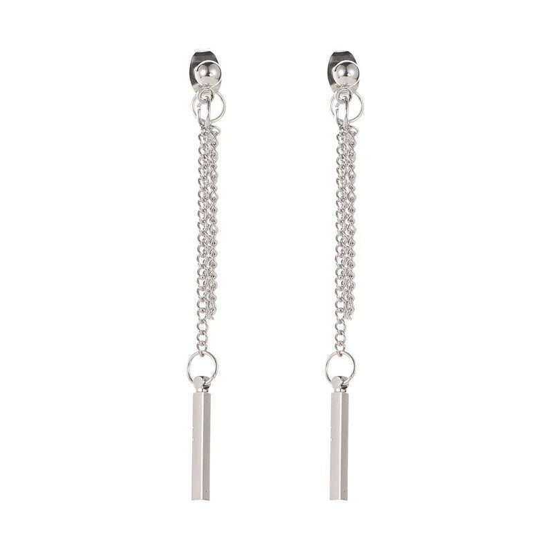 Women's Tassel Simple Stud Earrings in copper or 925 silver with geometric pattern