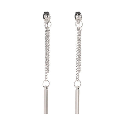 Women's Tassel Simple Stud Earrings in copper or 925 silver with geometric pattern