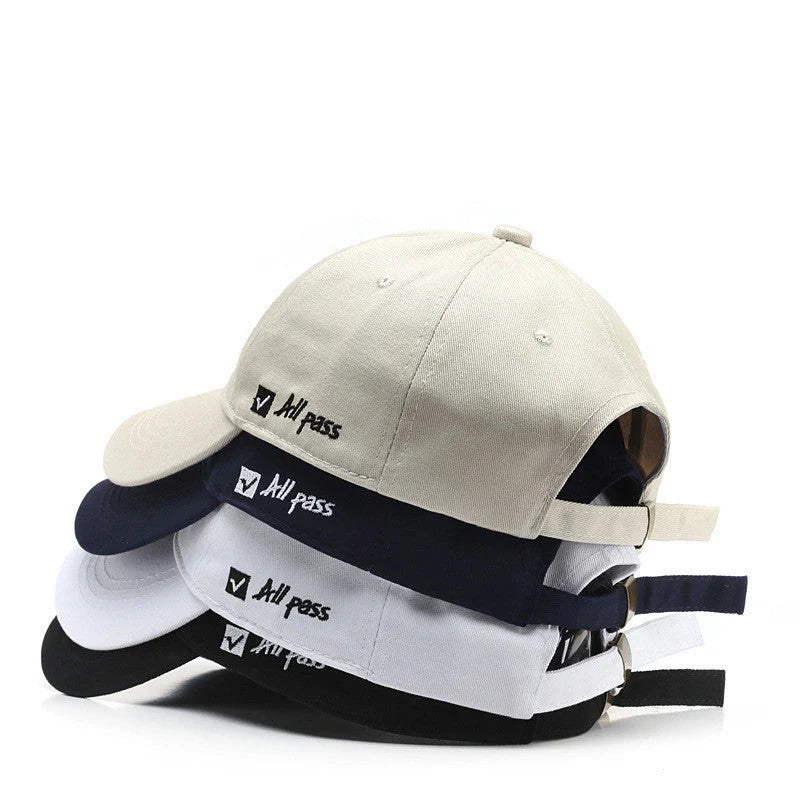 Adjustable cotton baseball cap with side letter embroidery in multiple colours