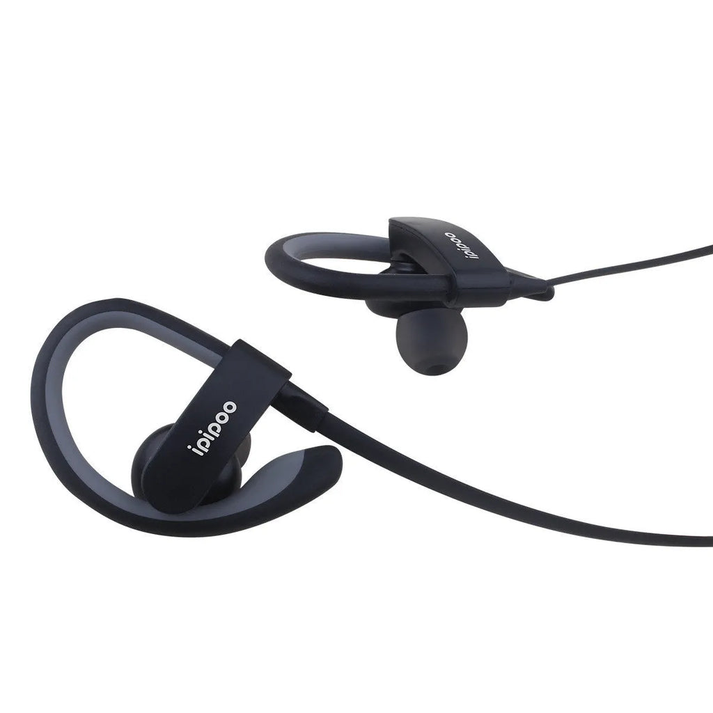 Blue wireless sports headphones with earplug design shown from the side.