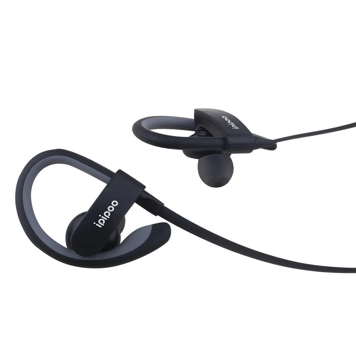 Blue wireless sports headphones with earplug design shown from the side.