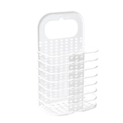 Foldable white laundry basket with handle for clothes and toys organisation