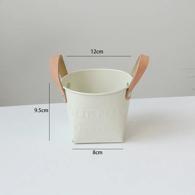 Iron flower pot American style desktop display large size handcrafted metal pot