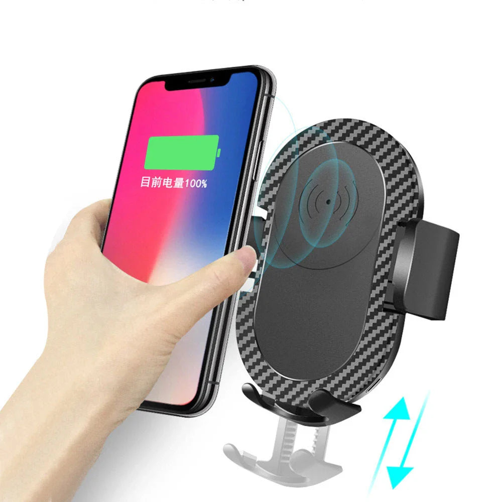 Wireless Fast-Charging Kiwi-Designed Car Phone Mount with adjustable grip and sleek, low-profile design