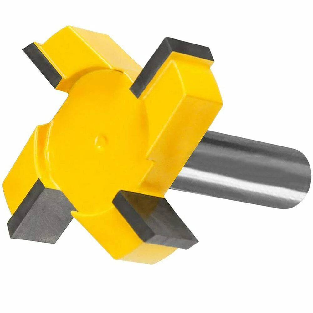 Four-blade T-shaped slotting knife in yellow for precise woodworking cuts
