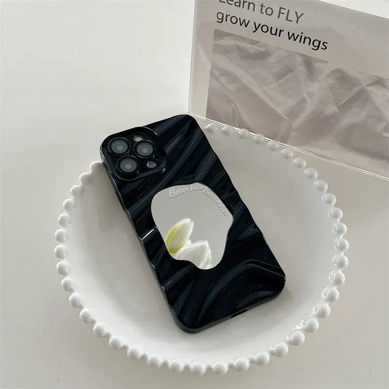 Summer corrugated mirror phone case for iPhone 14 Plus in multiple colours with TPU shockproof protection