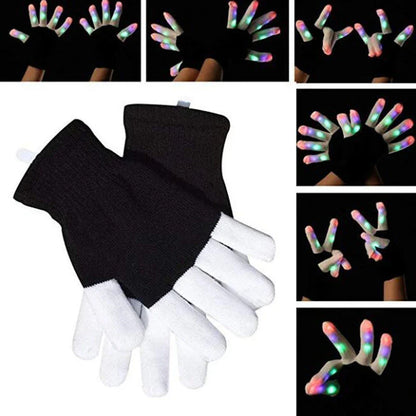 Pair of LED Glowing Gloves with vibrant color-changing effects perfect for parties, music festivals, and entertainment