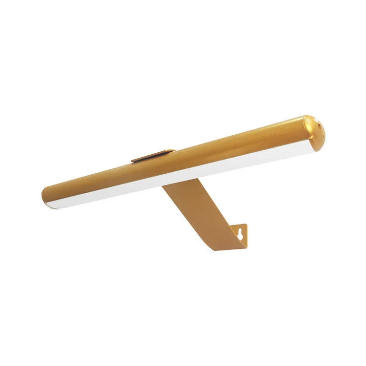 Rechargeable oval LED oil painting lamp in gold finish, 425mm long, with magnetic mount and remote control