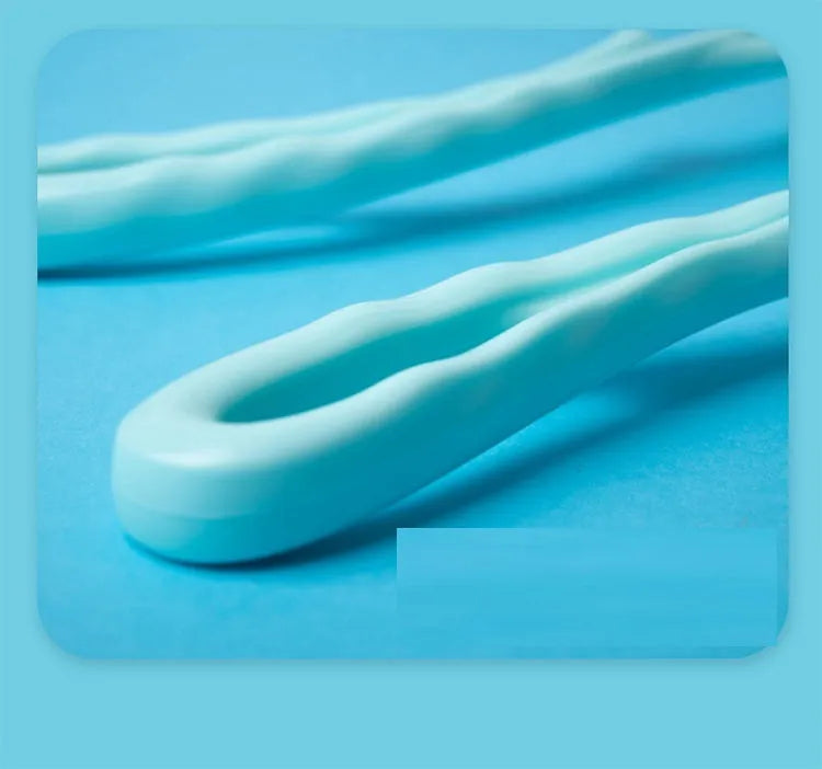 Blue handheld neck massager roller with 96 pressure point nodes on a white background.