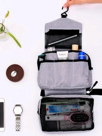 Versatile Travel Organizer Bag with Hanging Hook and Multiple Compartments for Organized Storage