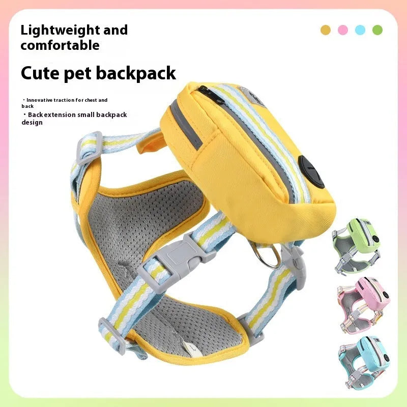 Explosion-proof anti-strangulation dog harness with attached rope in various colours.