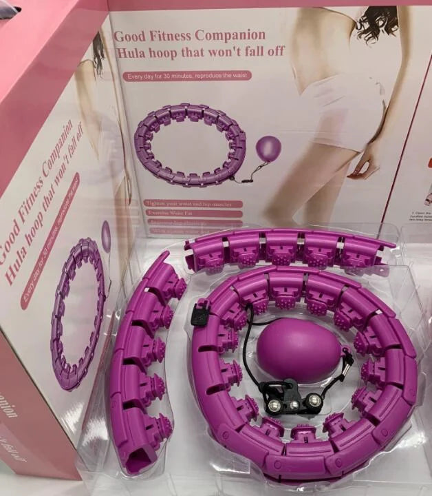Magic Smart Hoop - Adjustable fitness hoop with massage features in pink, blue, and purple