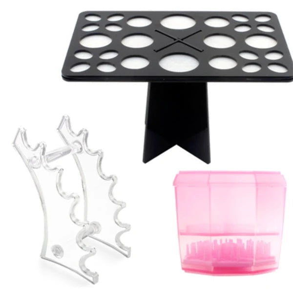 14-hole makeup brush holder in various colours for organizing and drying brushes
