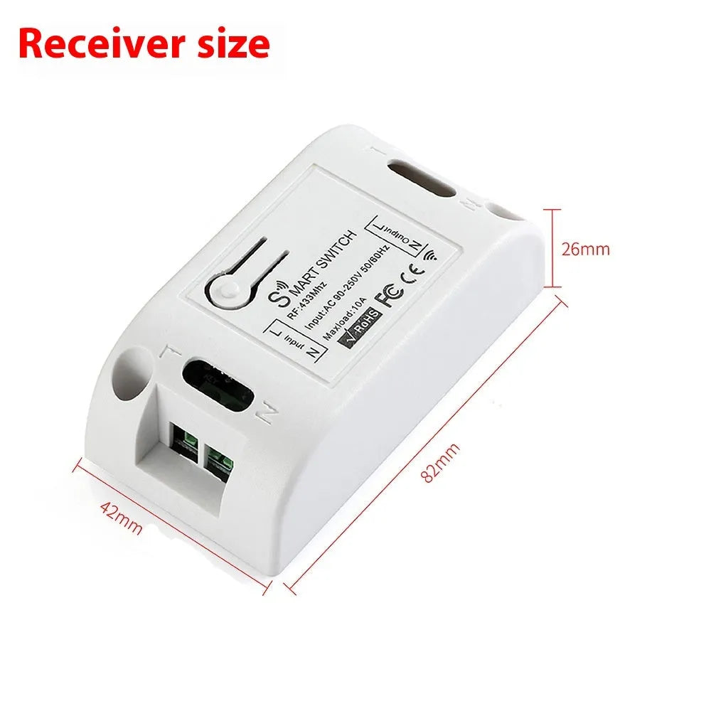 Wireless remote 433MHz controller with ABS housing, overload protection, Mini Square receiver in gray