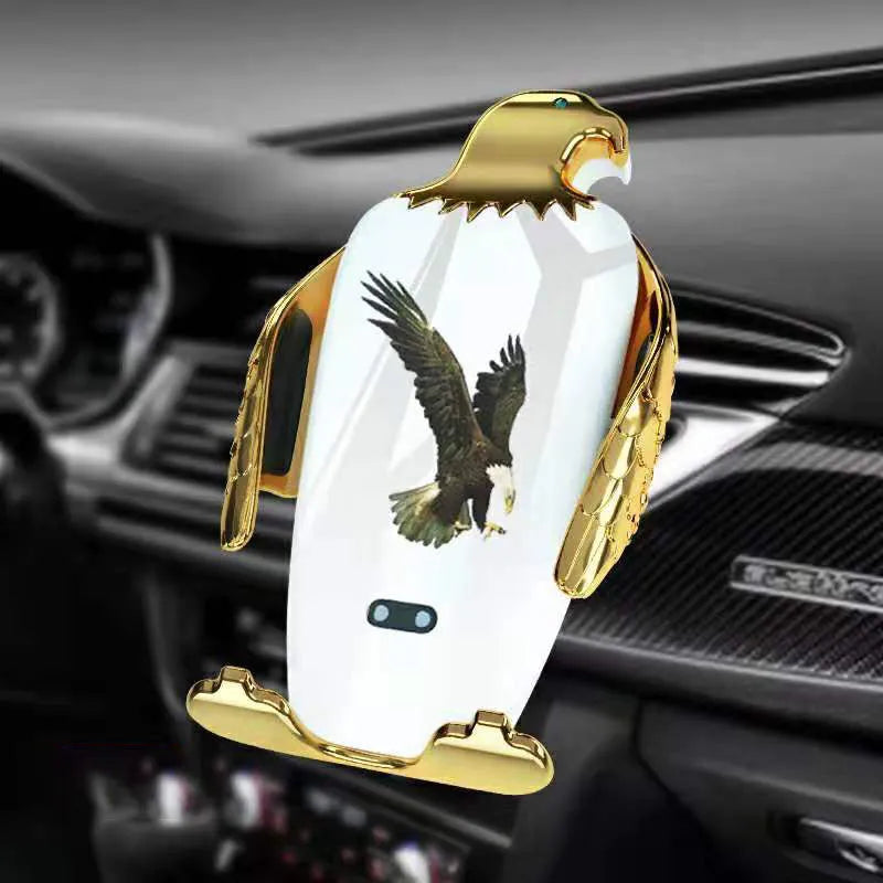 Wireless charging car phone holder with suction cup mount in black gold colour option