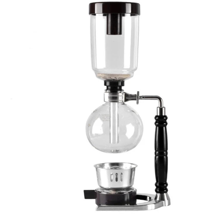 Siphon Coffee Maker with glass pot and wooden handle for 3 people
