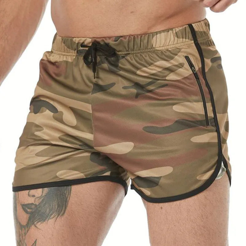 Men's cotton fitness shorts with drawstring mid waist in solid colour, available in multiple colour options