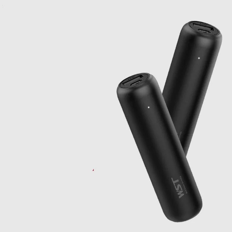 Mini portable pocket power bank 3350mAh cylindrical aluminium shell plastic casing White